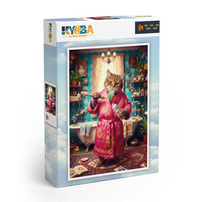 Die minimalistische, cleane Produktverpackung des KYUBA Premium-Puzzle 'Royal Catness's.