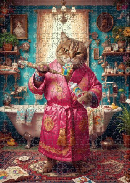 Das fertig gelegte KYUBA Premium-Puzzle 'Royal Catness' mit perfekt passenden Puzzleteilen.