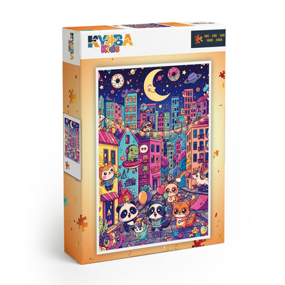 Die minimalistische, cleane Produktverpackung des KYUBA Premium-Puzzle 'Midnight Magic's.