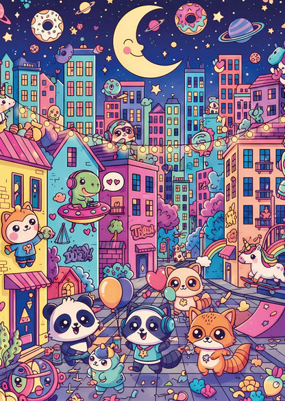 Das detailreiche, farbenfrohe Kunstmotiv des KYUBA Premium-Puzzle 'Midnight Magic's.